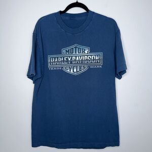Harley Davidson Trade Mark Men’s Kansas City Mo Blue T Shirt Size Large?